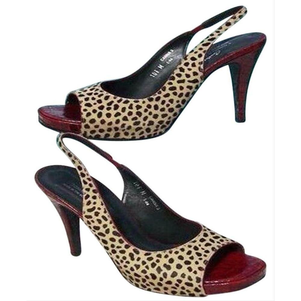Donald Pliner Red Gator Leather Shoe New Chita Hair Calf Slingback $295 NIB 5.5